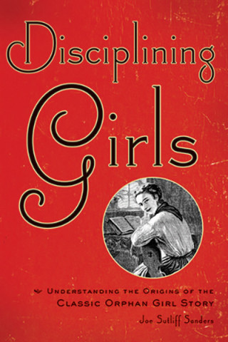 Red book cover with inset black and white drawing of young woman sitting at a desk reading.