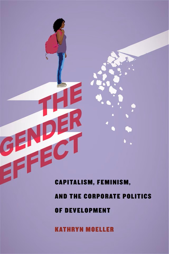 The Gender Effect by Kathryn Moeller Book cover showing abstract figure climbing standing on edge of a broken pathway.