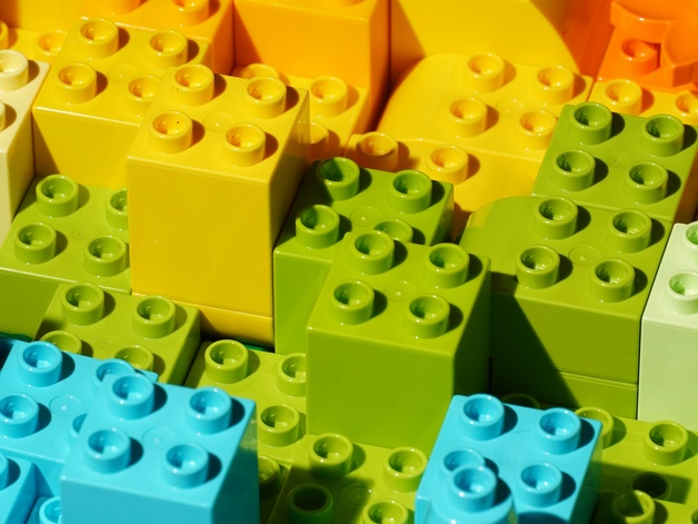 Close up of colourful LEGO blocks