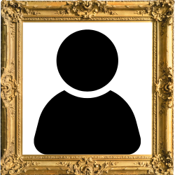 Staff profile icon in ornately carved gold frame.