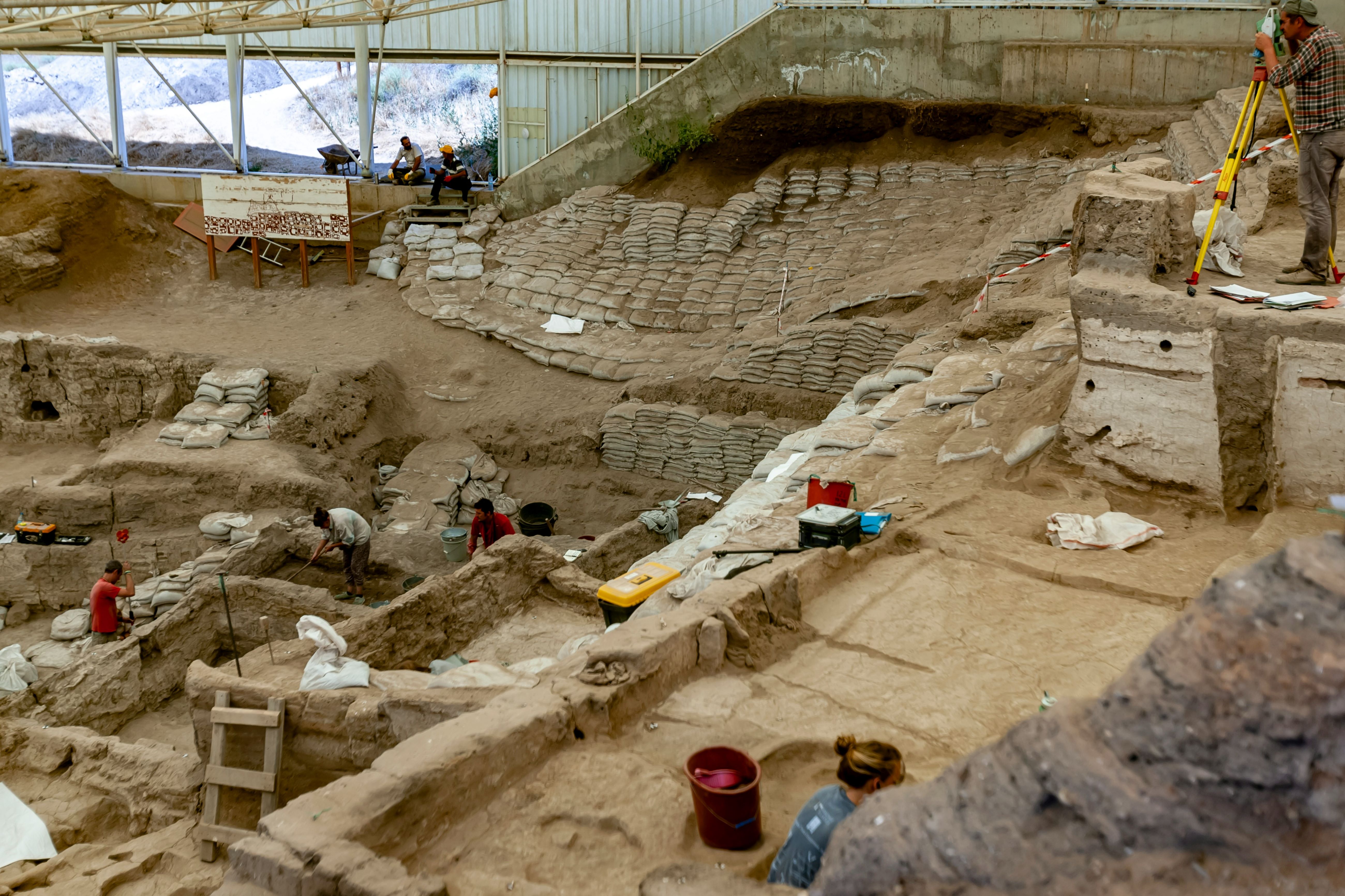  An archaeological dig site, where a housing complex is being excavated.
